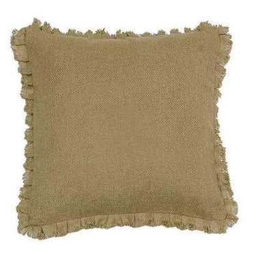 Burlap Natural Fringed Pillow, 16